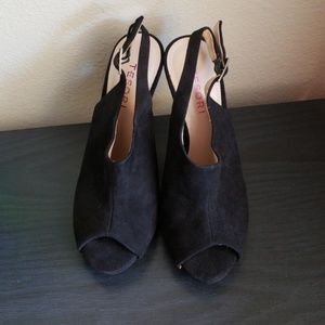 Black Suede High Heels Sandals